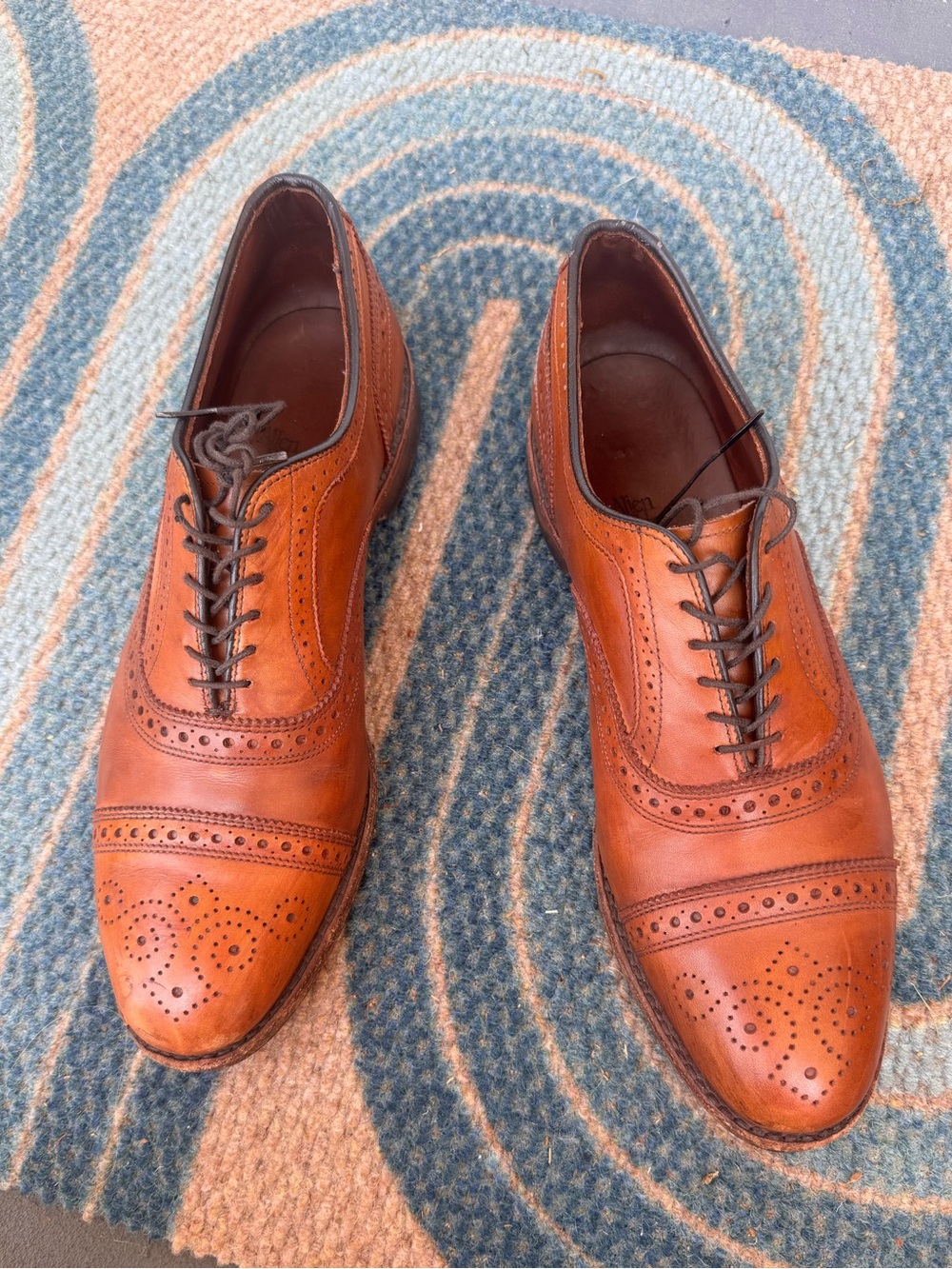 Allen Edmonds Men's Shoes Strand Brown Leather Brogue Oxford Dress size 9.5